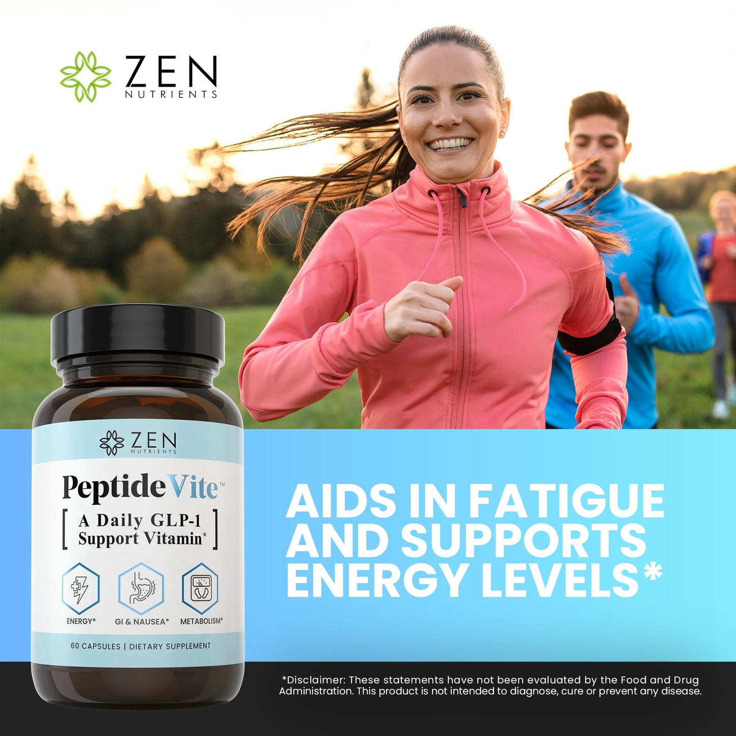 Zen Nutrients PeptideVite GLP-1 Support Vitamin for Gut Health with Probiotics, Bromelain, Chromium Picolinate & Organic Ginger (60 Capsules) Zen NutrientsBuy Supplements Australia