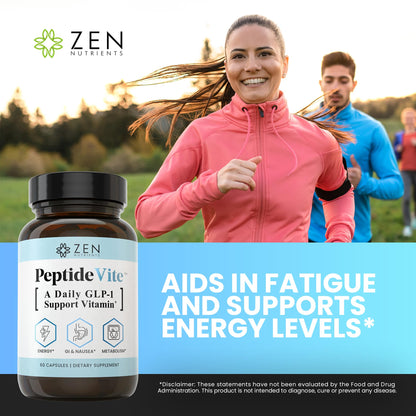Zen Nutrients PeptideVite GLP-1 Support Vitamin for Gut Health with Probiotics, Bromelain, Chromium Picolinate & Organic Ginger (60 Capsules) Zen NutrientsBuy Supplements Australia