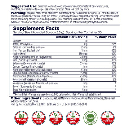 KAL Total Mineral+ Powder - Total Complex - Magnesium Glycinate, Zinc, Calcium and More - Bone Health & Whole Body Support Supplement - Vegan, Non-GMO, Gluten-Free 60-Day Guarantee - 30 Servings KALBuy Supplements Australia