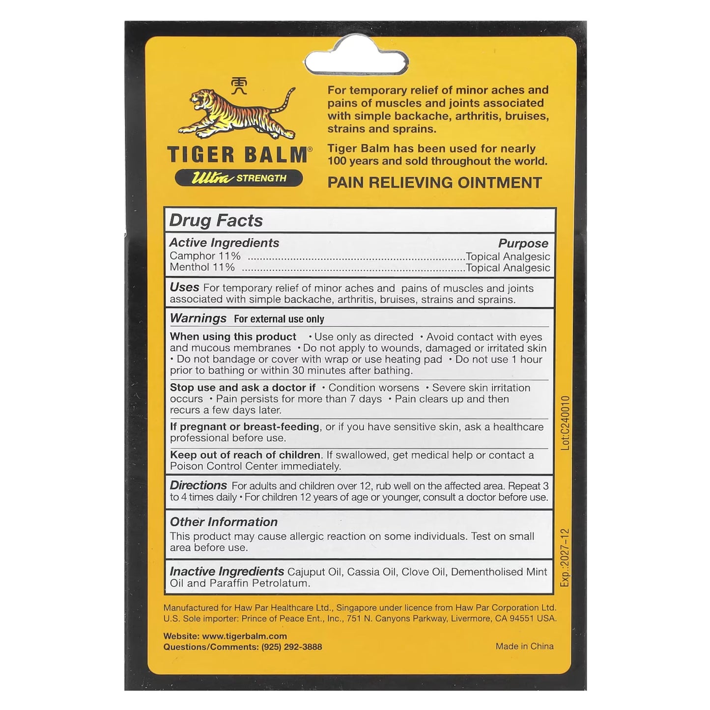Tiger Balm Sport Rub Pain Relieving Ointment, Ultra Strength 1.70 oz (Pack of 5) Tiger BalmBuy Supplements Australia