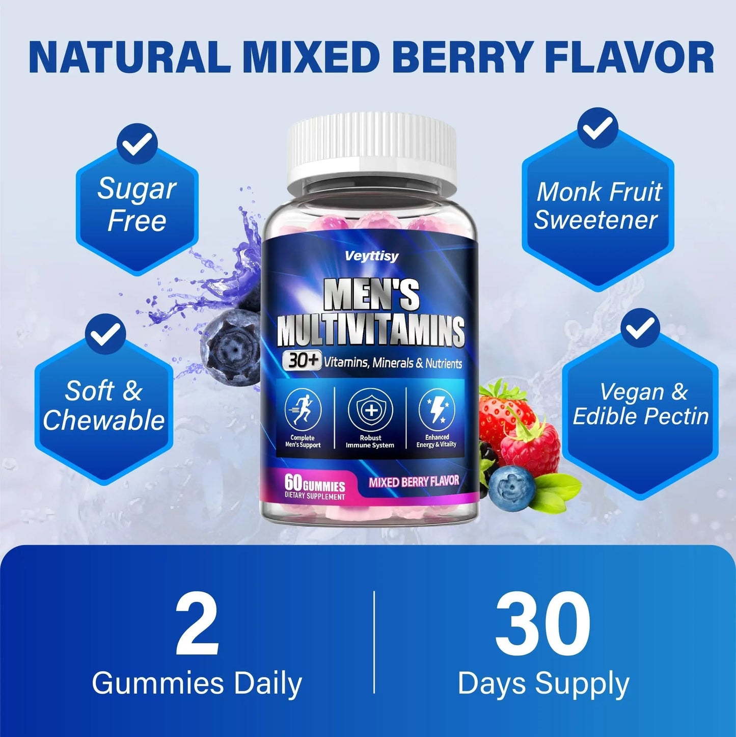 Methylated Multivitamin Gummies for Men - Mens Multivitanins Gummy with Vitamins A C D K E, Methylated Folate, B Complex VeyttisyBuy Supplements Australia