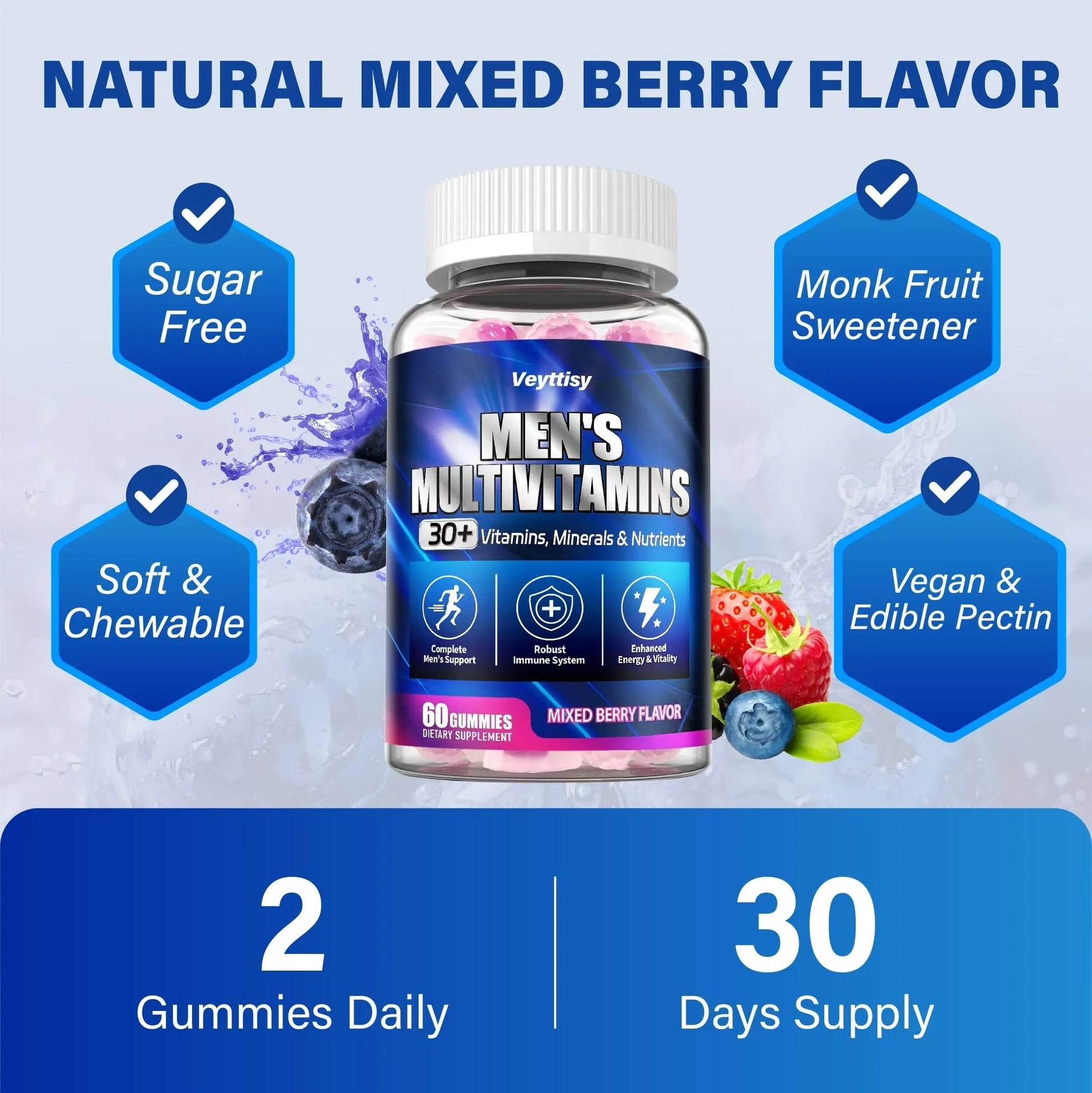 Methylated Multivitamin Gummies for Men - Mens Multivitanins Gummy with Vitamins A C D K E, Methylated Folate, B Complex VeyttisyBuy Supplements Australia