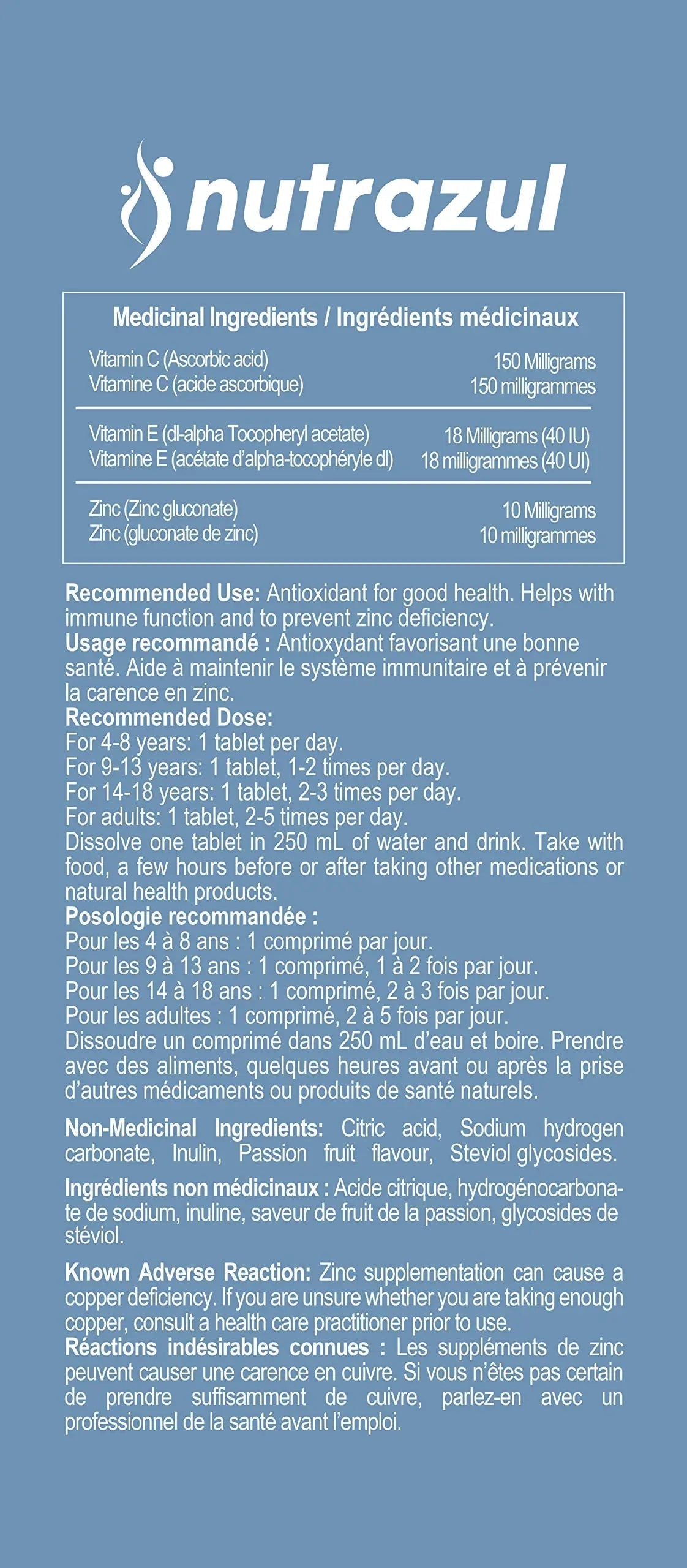 nutrazul Immune+ Effervescent Tablets | Vitamin C and Zinc with Vitamin E | 20 Tablets | Immune Support for Adults & Kids nutrazulBuy Supplements Australia