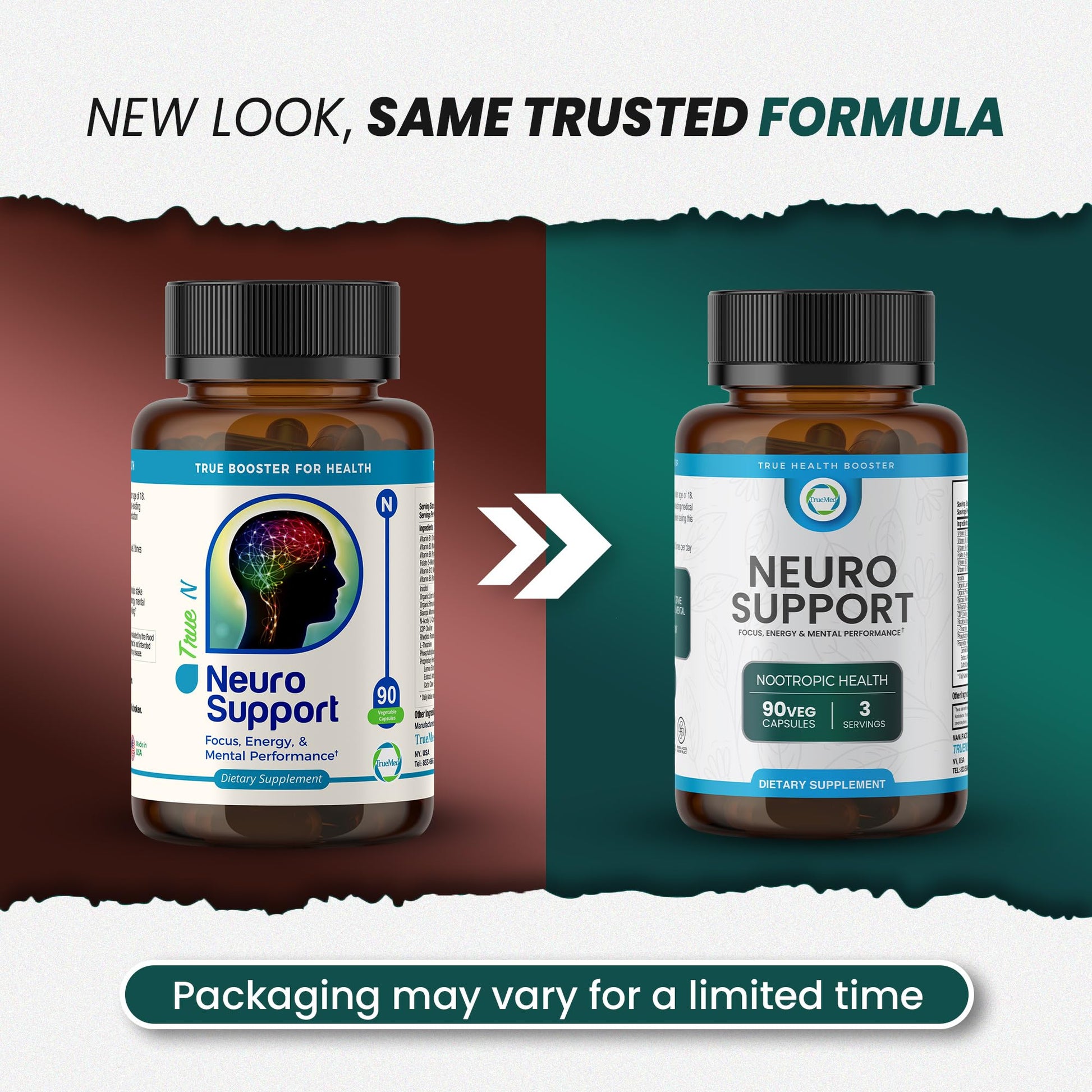 TrueMed Neuro Support - Premium Nootropic Supplement for Focus, Energy, Mental Clarity, and Performance Organic Lion’s Mane, Bacopa Monnieri, Rhodiola, Non-GMO Gluten-Free CDP Choline 90 Veg Capsules TRUEMEDBuy Supplements Australia