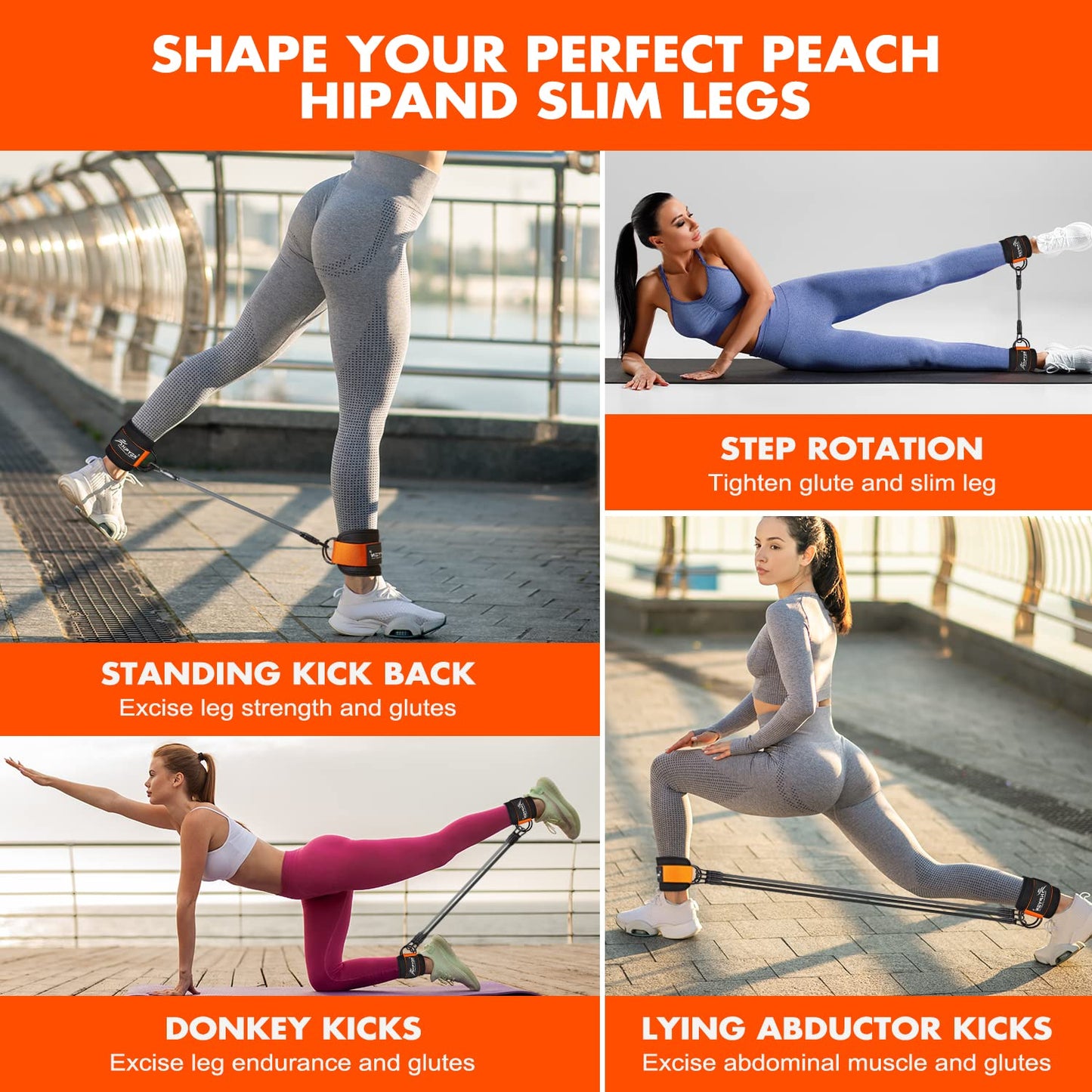 Ankle Resistance Bands with Cuffs for Leg and Glute Training - Exercise Equipment HPYGNBuy Supplements Australia