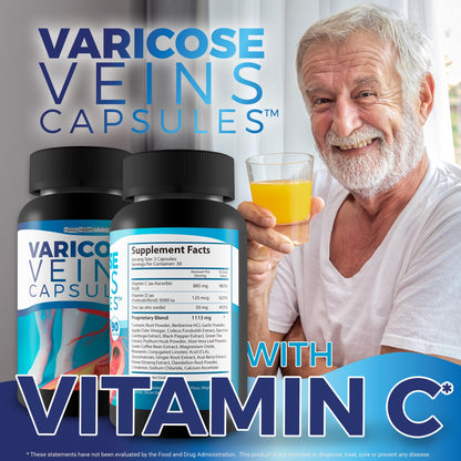 Varicose Veins Capsules - Our Best Natural Varicose Veins Treatment - Varicose Vein Supplement Anti Varicose Veins Women - Herbal Varicose Veins Treatment for Legs - Herbal Remedies for Varicose Veins Happy Health MarketplaceBuy Supplements Australia