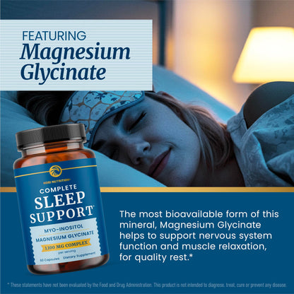 Complete Sleep Support | Myo Inositol + Magnesium Glycinate | Restful Sleep & Relaxation Support | 1100MG Complex | Melatonin-Free, Non-GMO | Inositol Supplement with Magnesium-Glycinate | 60 Ct Nobi NutritionBuy Supplements Australia
