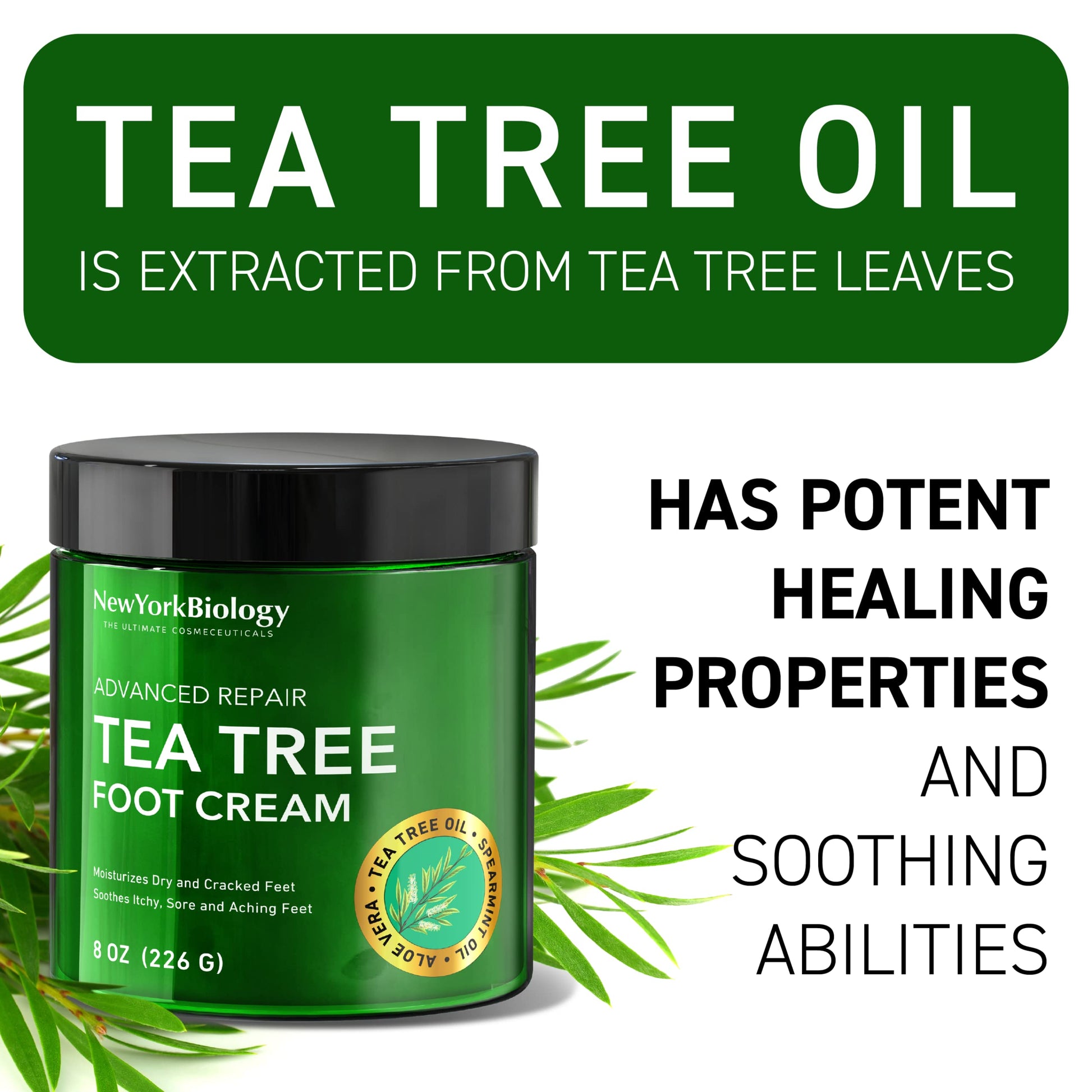 New York Biology Tea Tree Oil Foot Cream for Dry Cracked Feet, Athletes Foot, Nail Fungus NEW YORK BIOLOGY THE ULTIMATE COSMECEUTICALSBuy Supplements Australia