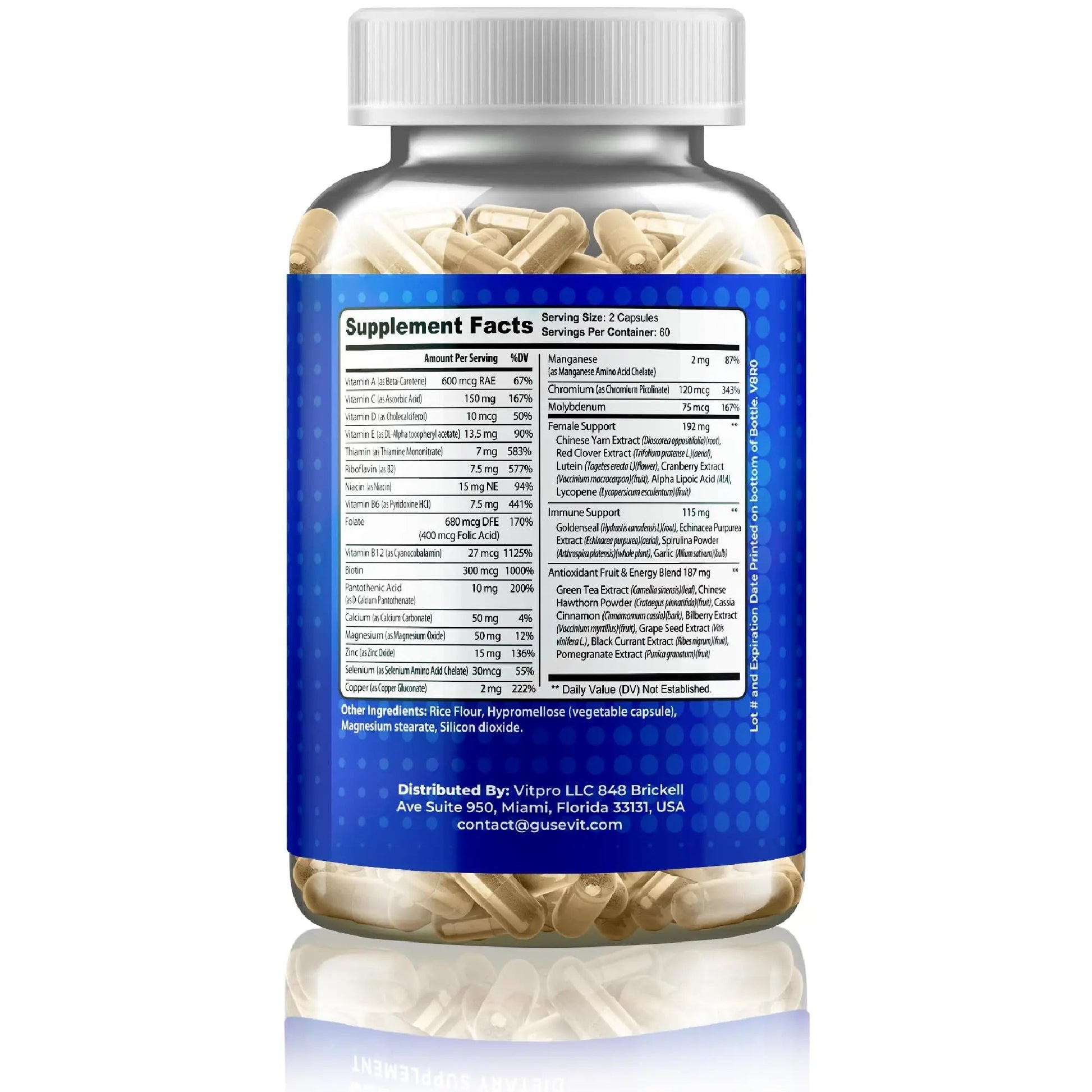 Gusevit 37-in-1 Women's Multivitamin for Immune & Stress Support, Energy Booster, Bone & Skin Health & Hair Growth | Gusevit