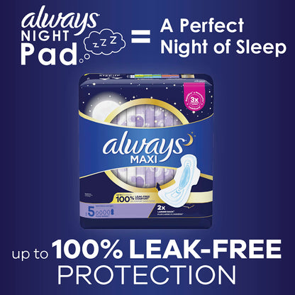 Always Maxi Overnight Pads with Wings, Size 5, Extra Heavy Overnight AlwaysBuy Supplements Australia