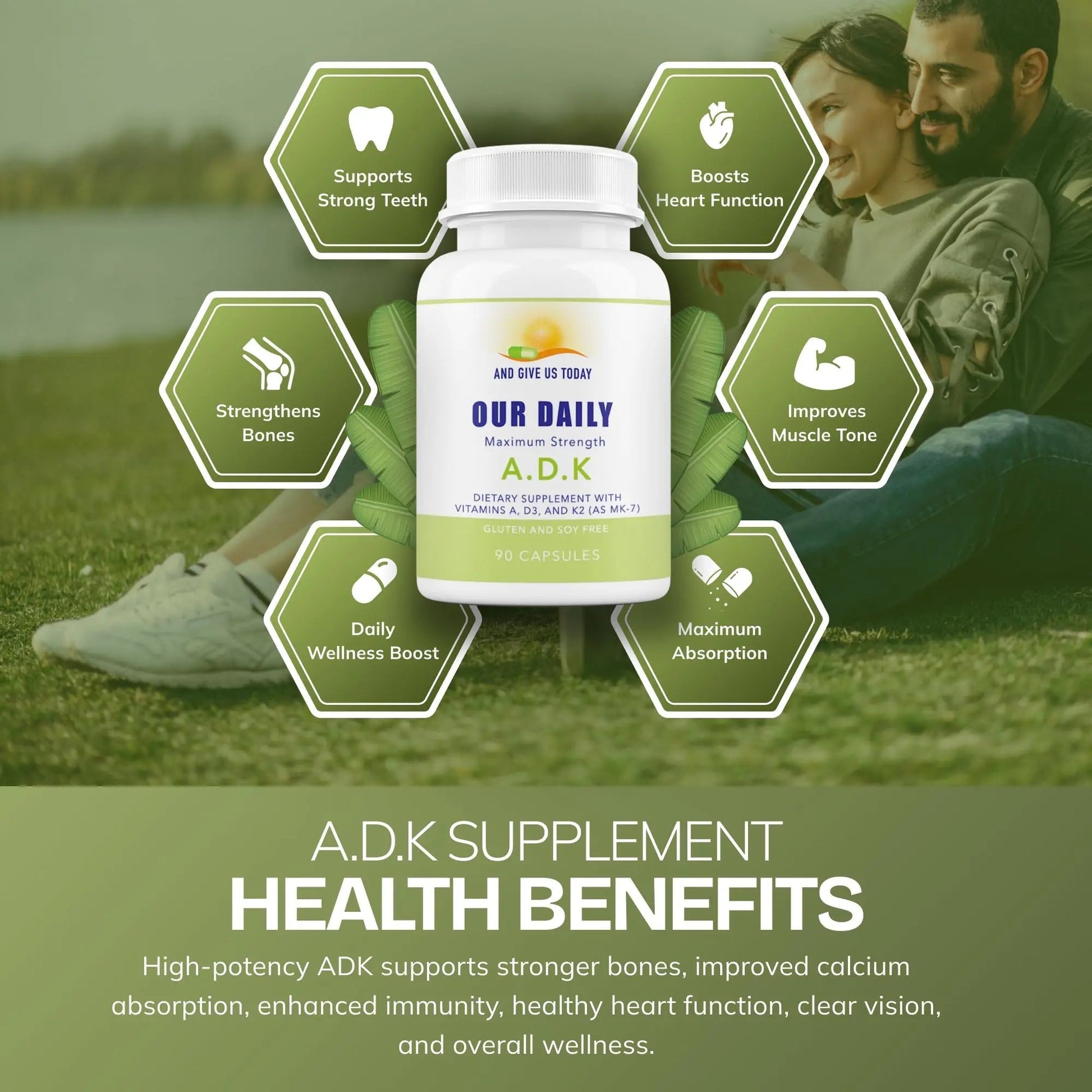 Daily Vites, ADK Vitamin Supplement 5000 IU, 90 Capsules - 3 Months Supply - High Potency Vitamin A, D3 & K2 (MK-7) - Physician Formulated ADK for Bone, Heart AND GIVE US TODAY OUR DAILYBuy Supplements Australia