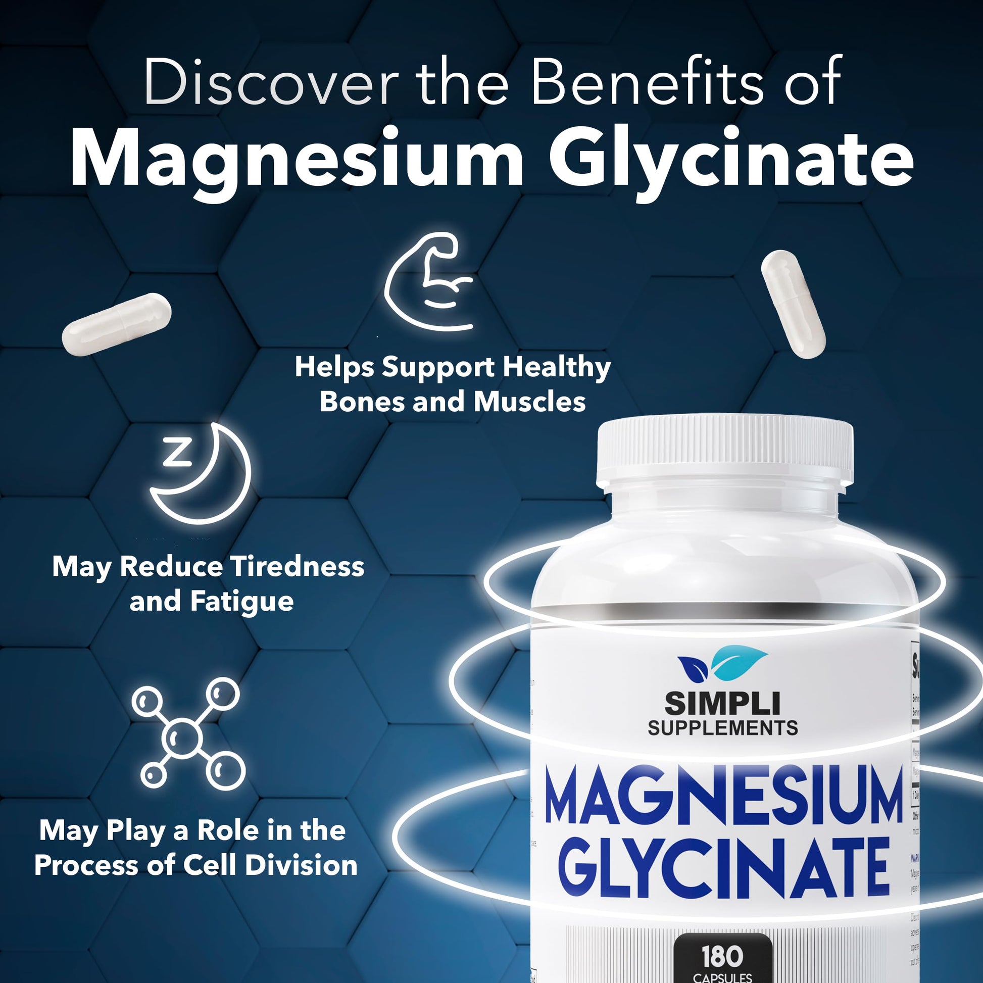 Magnesium Glycinate 400mg per Serving – High Absorption – Gentle on Stomach – Supports Sleep, Relaxation, Muscle, Bone & Immune Health – Non-GMO, Vegan, 180 Capsules Simpli SupplementsBuy Supplements Australia
