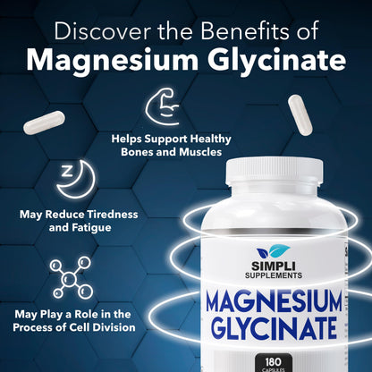 Magnesium Glycinate 400mg per Serving – High Absorption – Gentle on Stomach – Supports Sleep, Relaxation, Muscle, Bone & Immune Health – Non-GMO, Vegan, 180 Capsules Simpli SupplementsBuy Supplements Australia
