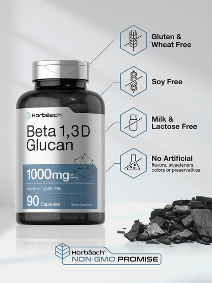 Beta Glucan 1 3D 1000 mg | 90 Capsules | Beta 1,3, 1,6 D Glucan | Non-GMO, Gluten Free HorbäachBuy Supplements Australia
