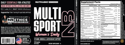 NutraBio Multisport for Women - Womens MultiVitamin - 33 Vitamins, Minerals, Micronutrients - Rich in Antioxidants NutraBio