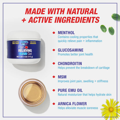Blue Goo Pain Relieving Gel – Relief for Back, Neck, Muscle and Joint Pain, Fast-Acting Cooling and Soothing Relief with 100% Pure Emu Oil, 4 oz (1 Pack) Blue GooBuy Supplements Australia