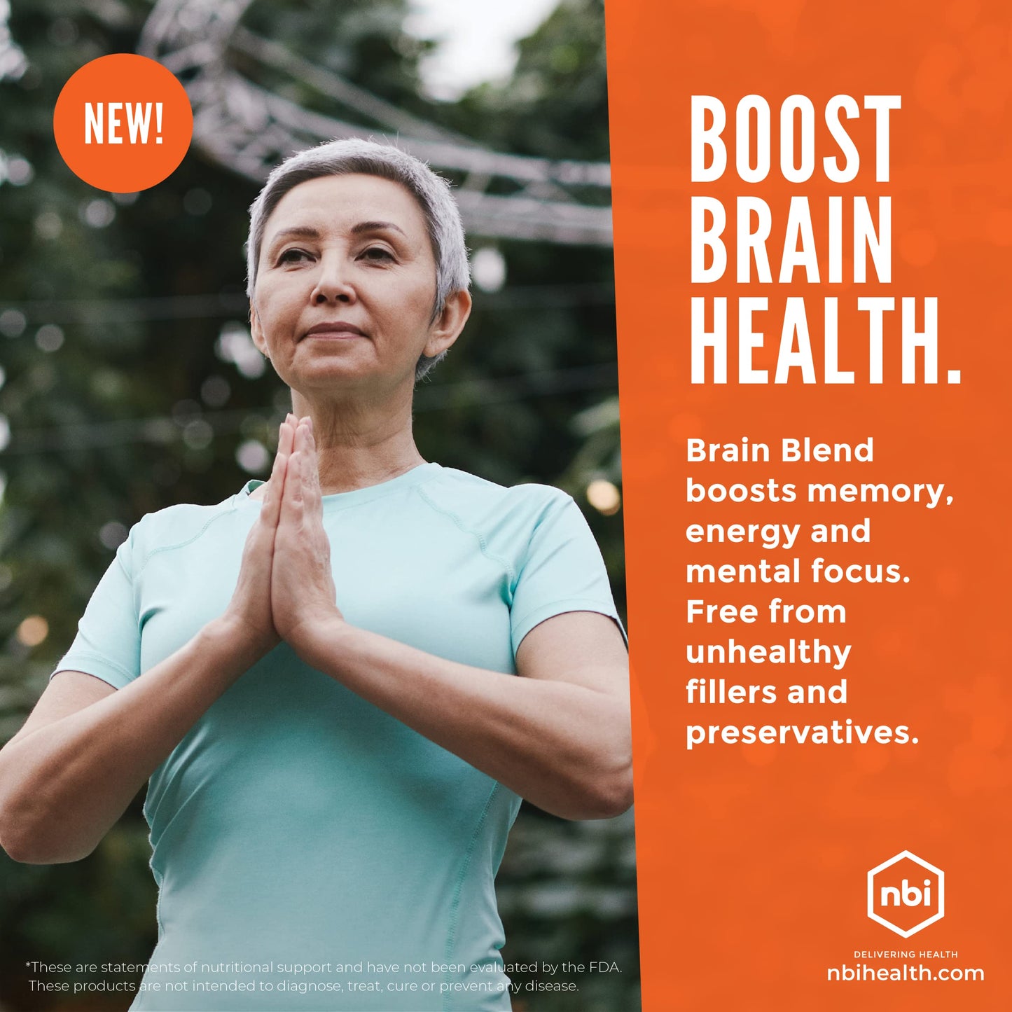 NBI Brain Blend for Memory, Focus, Concentration, Cognitive Function for Men & Women | Caffeine-Free with ALCAR, Alpha Lipoic Acid, Huperzine A, Turmeric | Nootropic | 120ct Capsules NBIBuy Supplements Australia