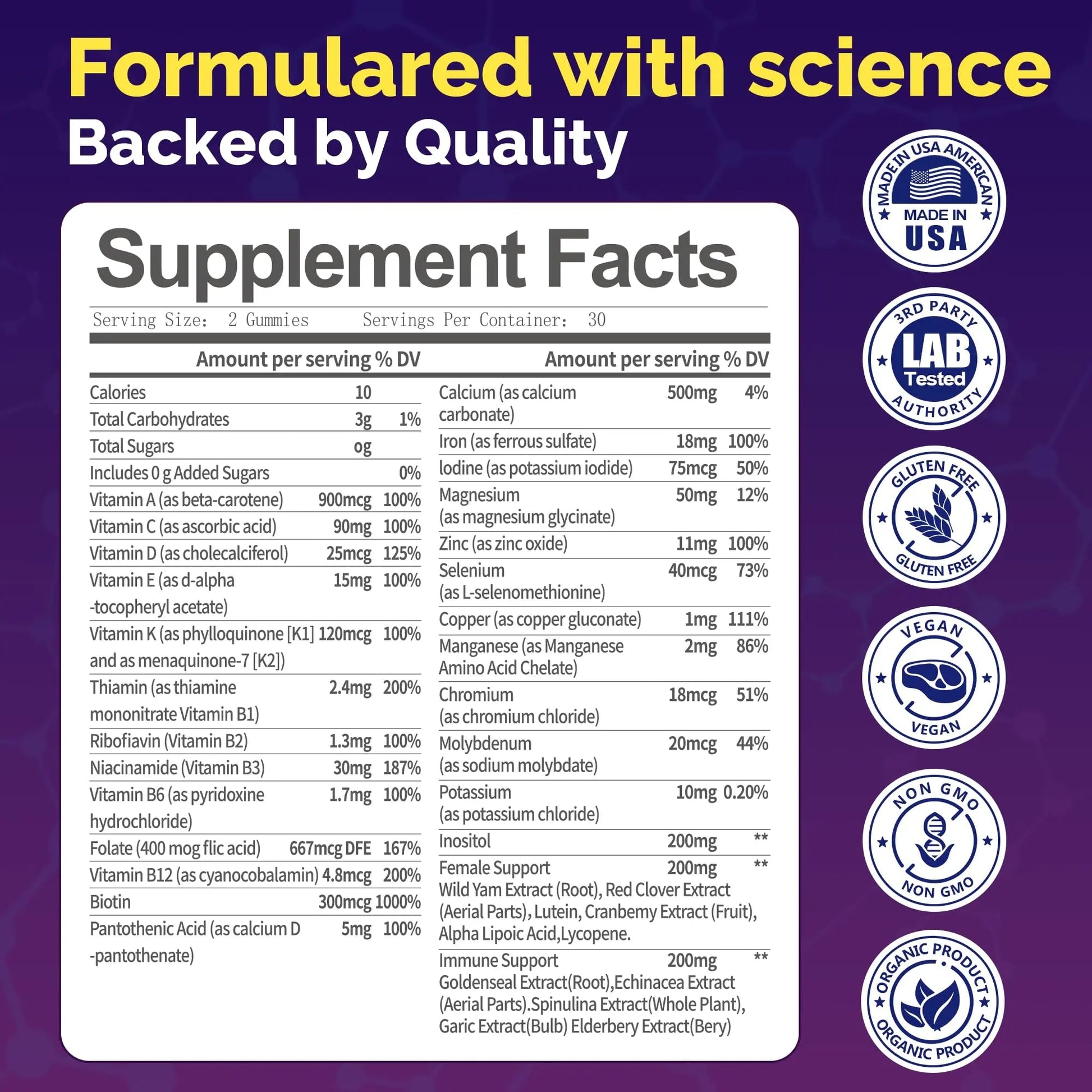 VCCVBB All-in-One Women's Multivitamin Gummies with Complete Vitamin & Mineral Complex, Herbal Blends for Energy, Overall Health VCCVBB