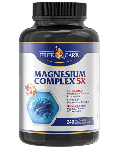 820mg Magnesium Complex 240 Veggie Capsules,for Women & Men with Magnesium Glycinate,Citrate, Malate,Taurate & L-Threonate for Sleep, Mood, Muscle Relaxation & Nerve Function Vegan Friendly, Non-GMO - Maple Wellness Supplements