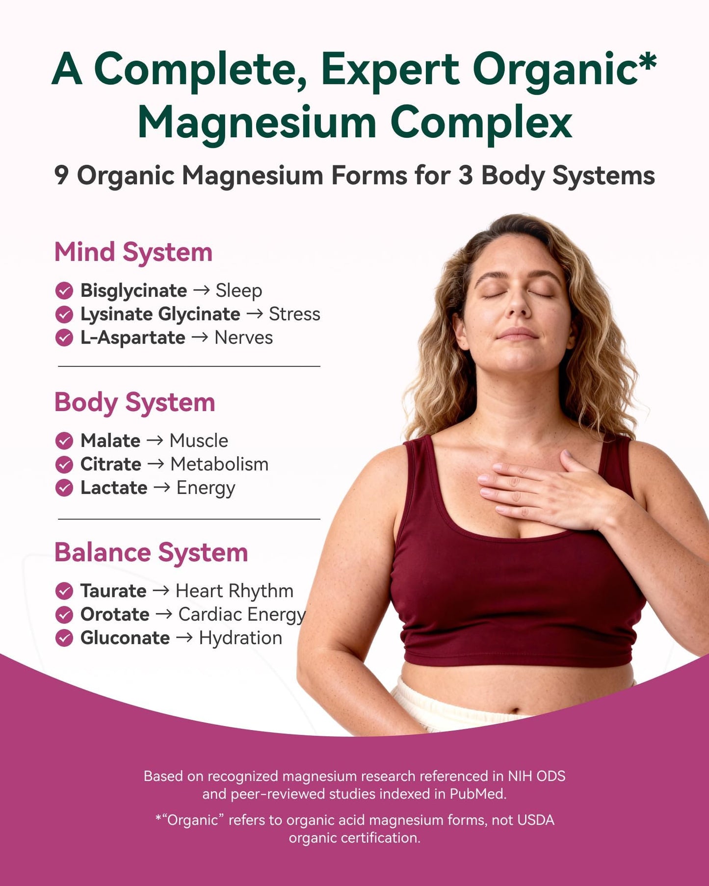 9-in-1 Magnesium Complex, 300mg Magnesium from 9 Organic Forms, Glycinate, Citrate, Malate, High Absorption for Sleep & Relaxation, Energy & Muscle Support, 90 Capsules - Maple Wellness Supplements