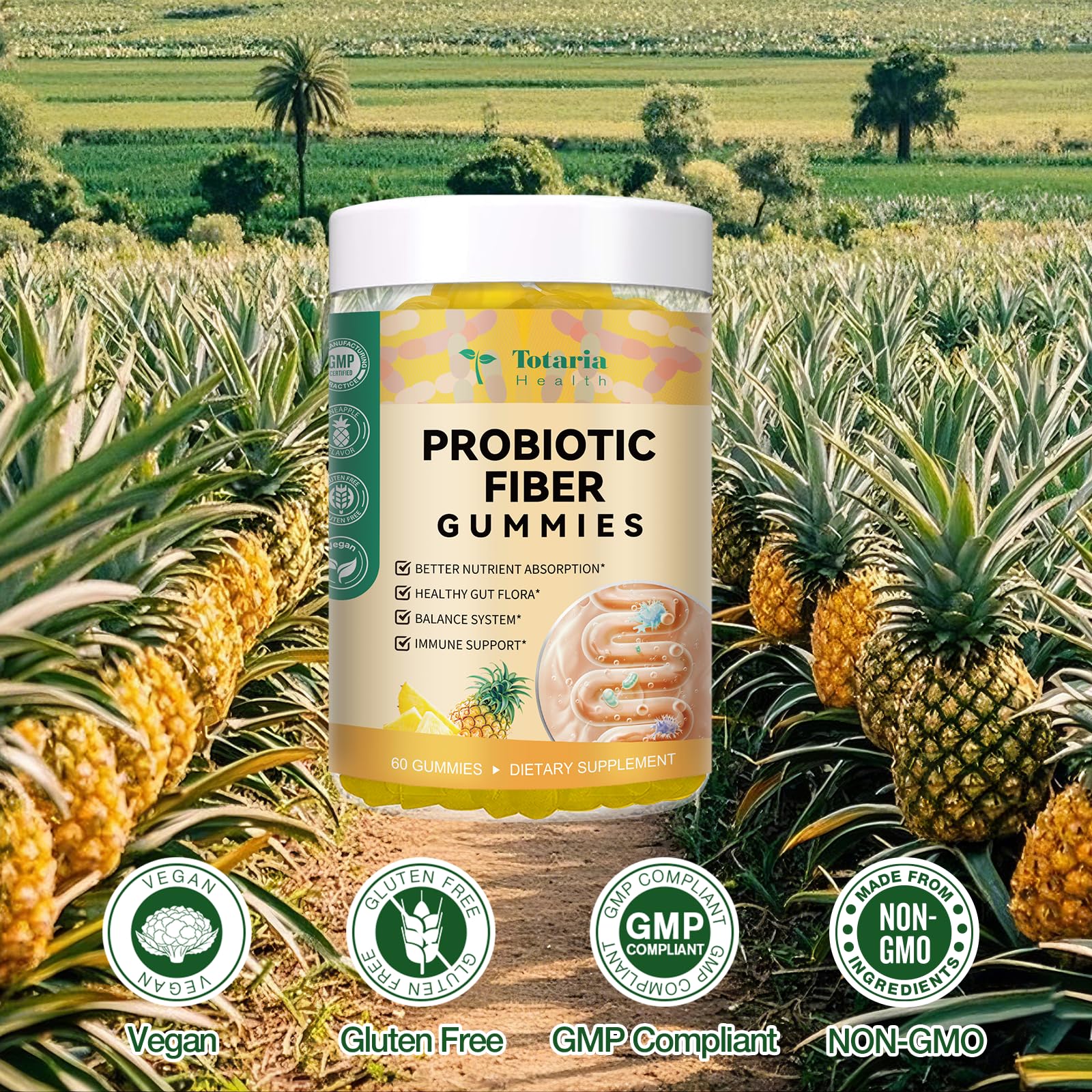 9-in-1 Probiotic Prebiotic Fiber Gummies for Adults & Teens, Fiber Supplement Pro with 5 Billion CFU Bacillus Coagulans, Psyllium Husk, FOS, Inulin, ACV for Digestion - Maple Wellness Supplements