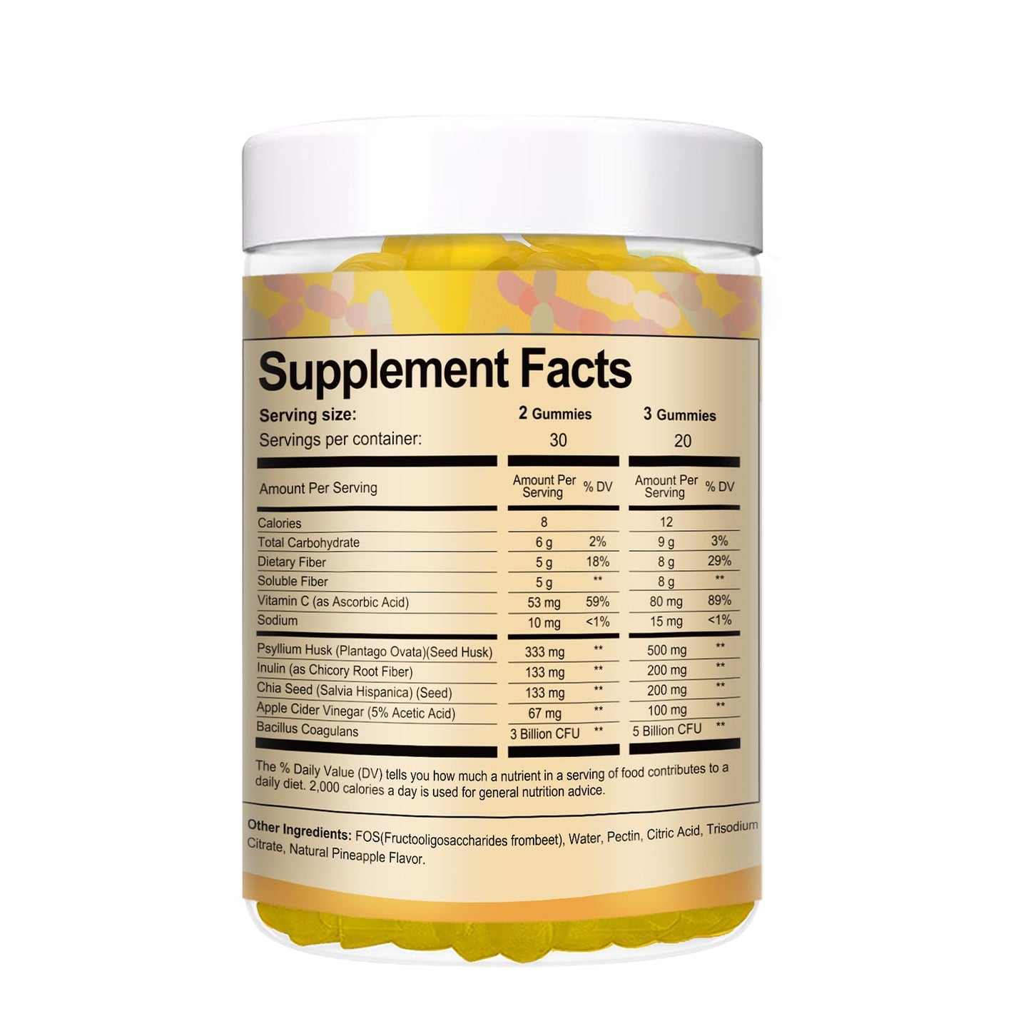 9-in-1 Probiotic Prebiotic Fiber Gummies for Adults & Teens, Fiber Supplement Pro with 5 Billion CFU Bacillus Coagulans, Psyllium Husk, FOS, Inulin, ACV for Digestion - Maple Wellness Supplements