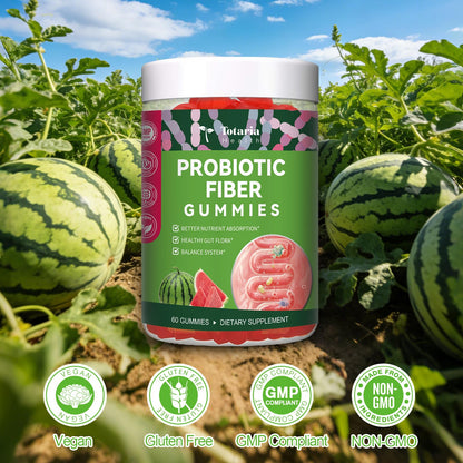 9-in-1 Probiotic Prebiotic Fiber Gummies for Adults & Teens, Sugar-free Fiber Supplement with Psyllium Husk, FOS, Inulin, ACV & 5 Billion CFU Bacillus Coagulans - Maple Wellness Supplements