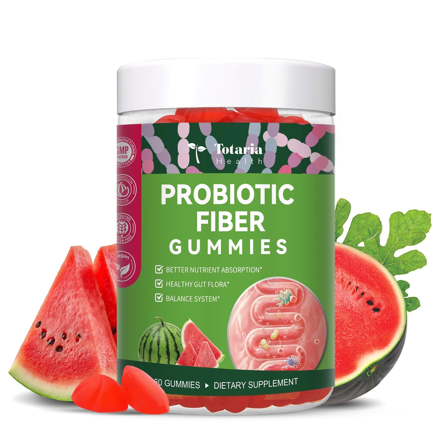 9-in-1 Probiotic Prebiotic Fiber Gummies for Adults & Teens, Sugar-free Fiber Supplement with Psyllium Husk, FOS, Inulin, ACV & 5 Billion CFU Bacillus Coagulans - Maple Wellness Supplements