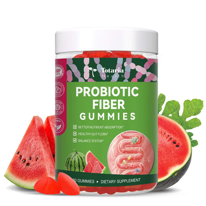 9-in-1 Probiotic Prebiotic Fiber Gummies for Adults & Teens, Sugar-free Fiber Supplement with Psyllium Husk, FOS, Inulin, ACV & 5 Billion CFU Bacillus Coagulans - Maple Wellness Supplements