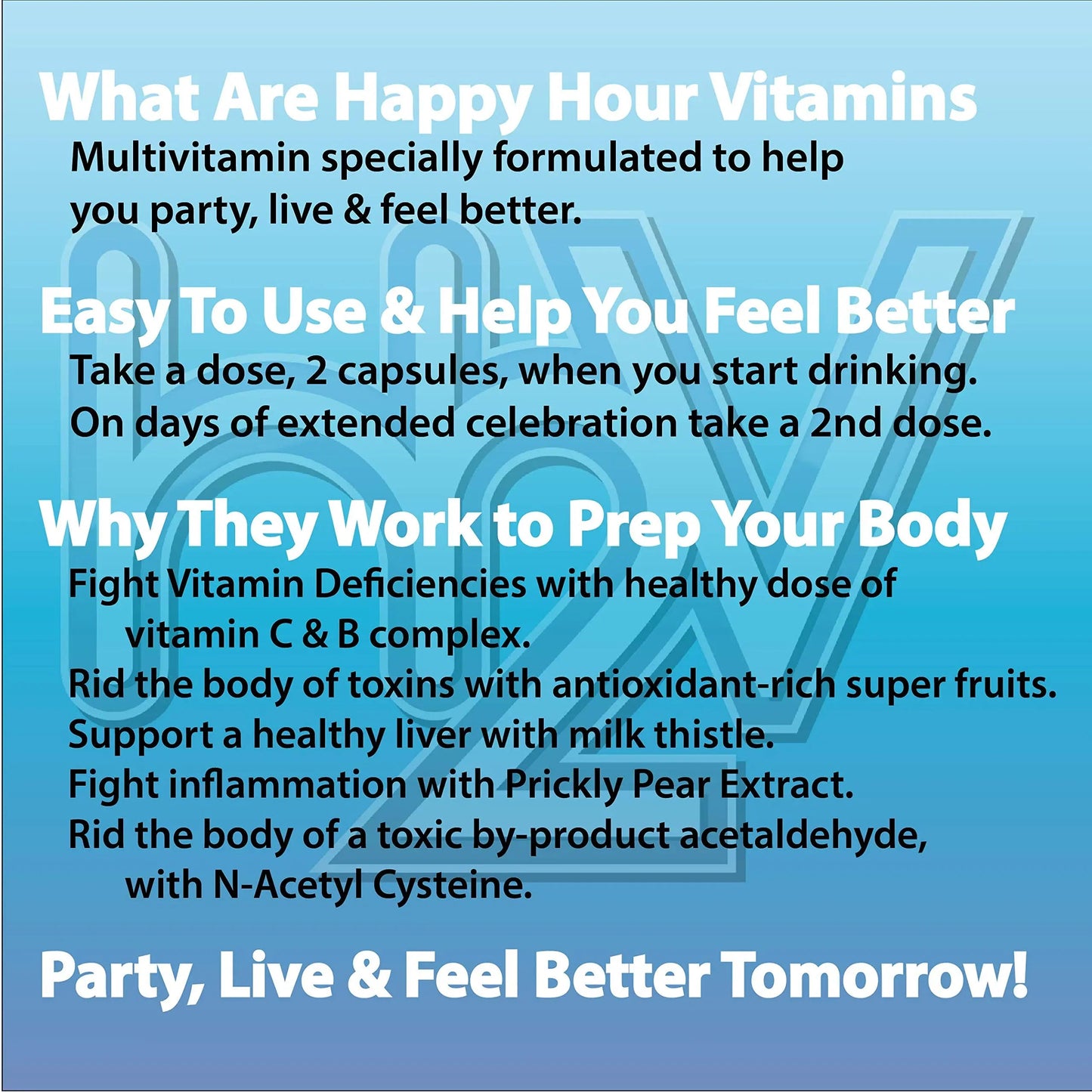 Happy Hour Vitamins Bottle - Multivitamin Formulated for Better Mornings – Live & Feel Better with Milk Thistle, Prickly Pear Cactus Happy Hour Vitamins