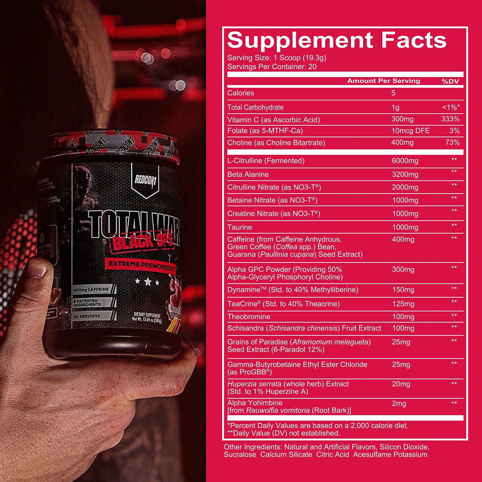 REDCON1 Total War Black Ops Extreme Preworkout Powder, Tigers Blood, High Stimulant REDCON1Buy Supplements Australia