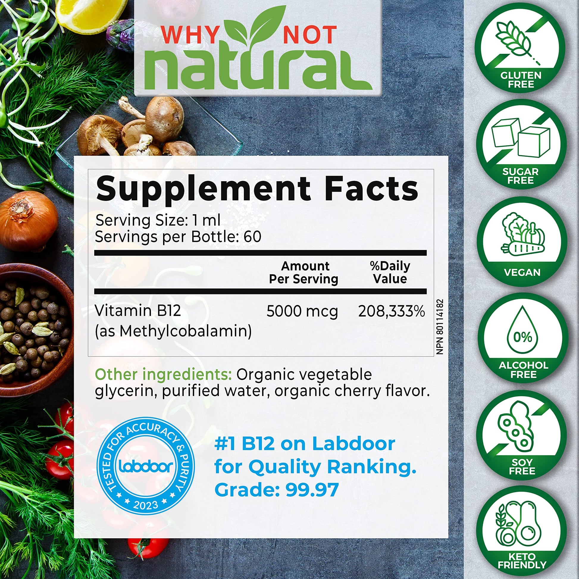 Why Not Natural Organic Vitamin B12 Liquid - Sublingual Extra Strength 60 x 5000 mcg Why Not NaturalBuy Supplements Australia