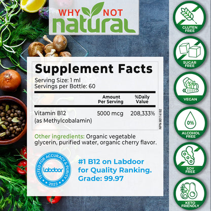 Why Not Natural Organic Vitamin B12 Liquid - Sublingual Extra Strength 60 x 5000 mcg Why Not NaturalBuy Supplements Australia