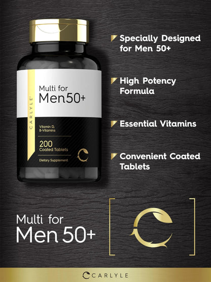 Carlyle Multivitamin for Men 50+ | 200 Count | with B Vitamins, Vitamin D, Magnesium & Zinc | Non-GMO, Gluten Free Supplement CarlyleBuy Supplements Australia