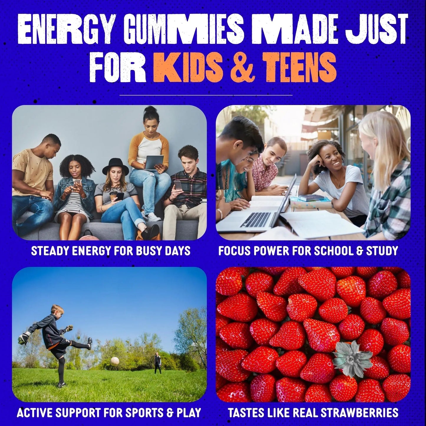 SAM+LEO Vitamin B Complex Gummies with Biotin for Kids & Teens - Caffeine-Free Focus & Energy Support Supplement Gummies | SAM+LEOBuy Supplements Australia