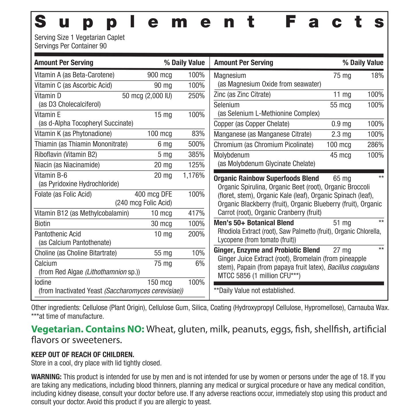 Rainbow Light Mens Multivitamin One + for 50 Plus | 90 Caplets | Supports Muscle Health | with Vitamins C, D, and Zinc Rainbow LightBuy Supplements Australia
