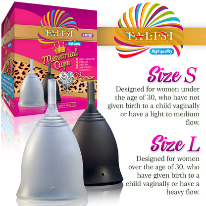 Talisi Soft Menstrual Cups Set of 2 - Reusable Period Cup for Women with Collapsible Case Holder Sterilizer TALISI WHEN YOUR DREAMS COME TRUEBuy Supplements Australia