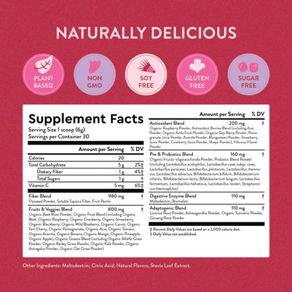 360 Nutrition Blends with Benefits Reds & Superfoods for Natural Antioxidants and Polyphenols, with Fruits & Veggies, Probiotics Digestion, Daily Energy - Berries & Cream - 30 Servings 360 NutritionBuy Supplements Australia