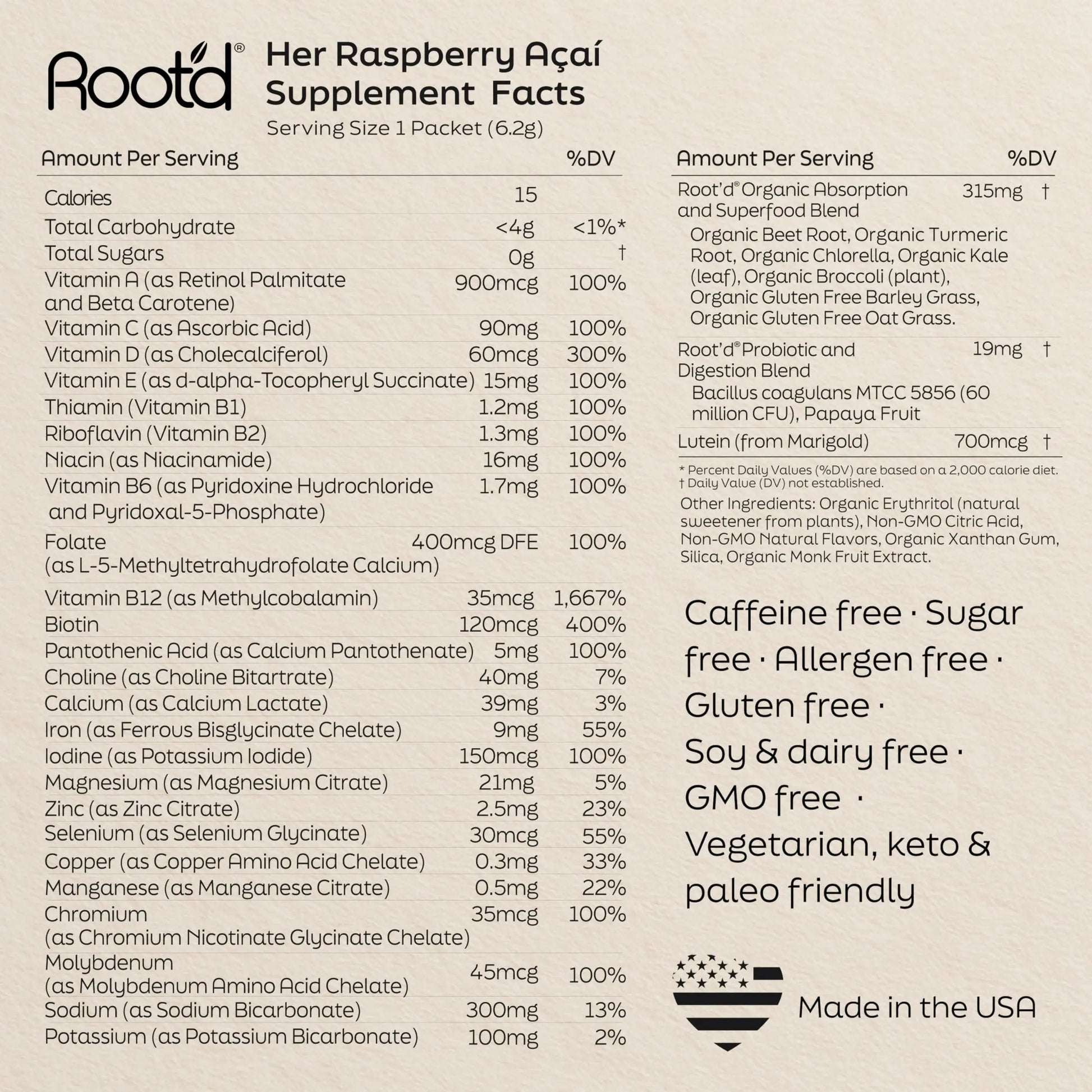 Root'd Multivitamin Powder for Women - 25 Vitamins & Minerals with 3X Electrolytes, 9 Organic Superfoods, Probiotics & Enzymes Root'd