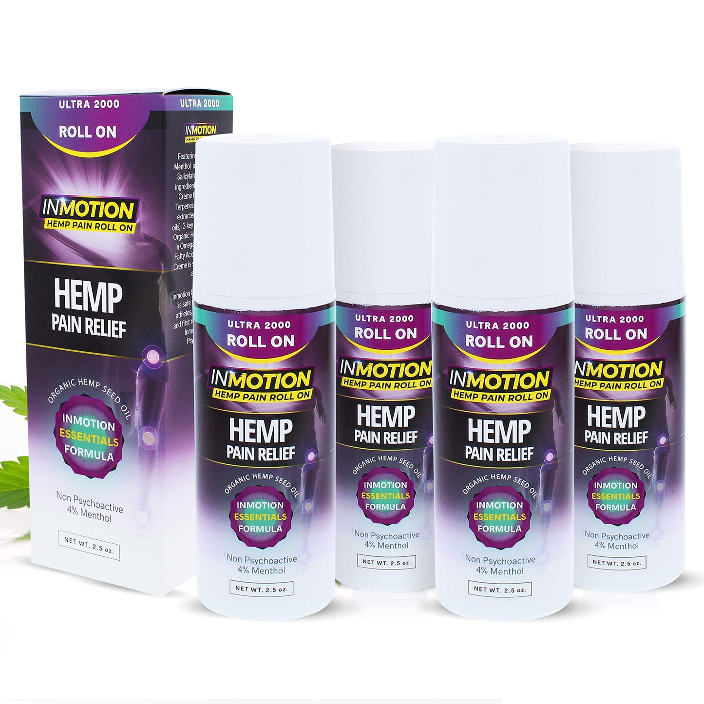 InMotion Hemp Roll On for Pain - 4 Pack Premium Ultra Strength Fast Acting, Long Lasting, Odorless Hemp Oil Roll On Pain Reliever for Joint, Muscle, & Back (4) InMotion HempBuy Supplements Australia