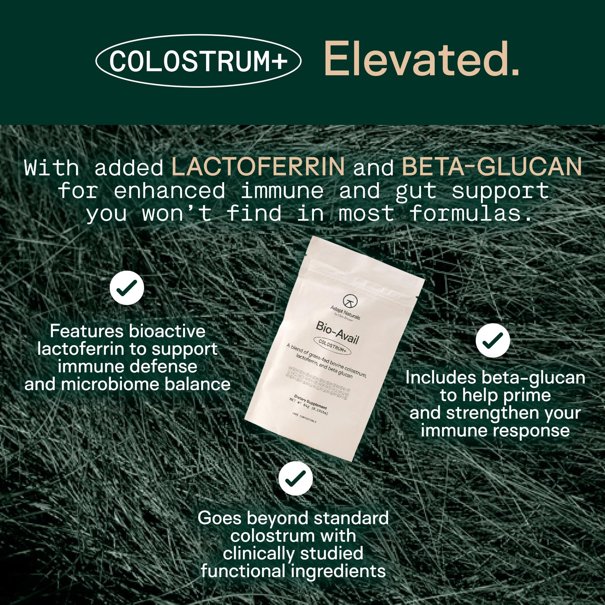 Adapt Naturals Colostrum Supplement with Lactoferrin & Beta-Glucan, Bio-Avail Grass Fed Bovine Colostrum Powder for Gut Health, Immune Support & Vitality | Non-GMO, 2500mg, Unflavored - 30 Days Supply ADAPT NATURALS BY CHRIS KRESSERBuy Supplements Australia