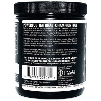 Pre Workout, Best All Natural PreWorkout Supplement. Pure Power, Healthy Pump, Clean, Keto Vegan, Paleo, No Sugar Pre Work Out Powder for Men & Women, Strength & Energy - 315g Unflavored
