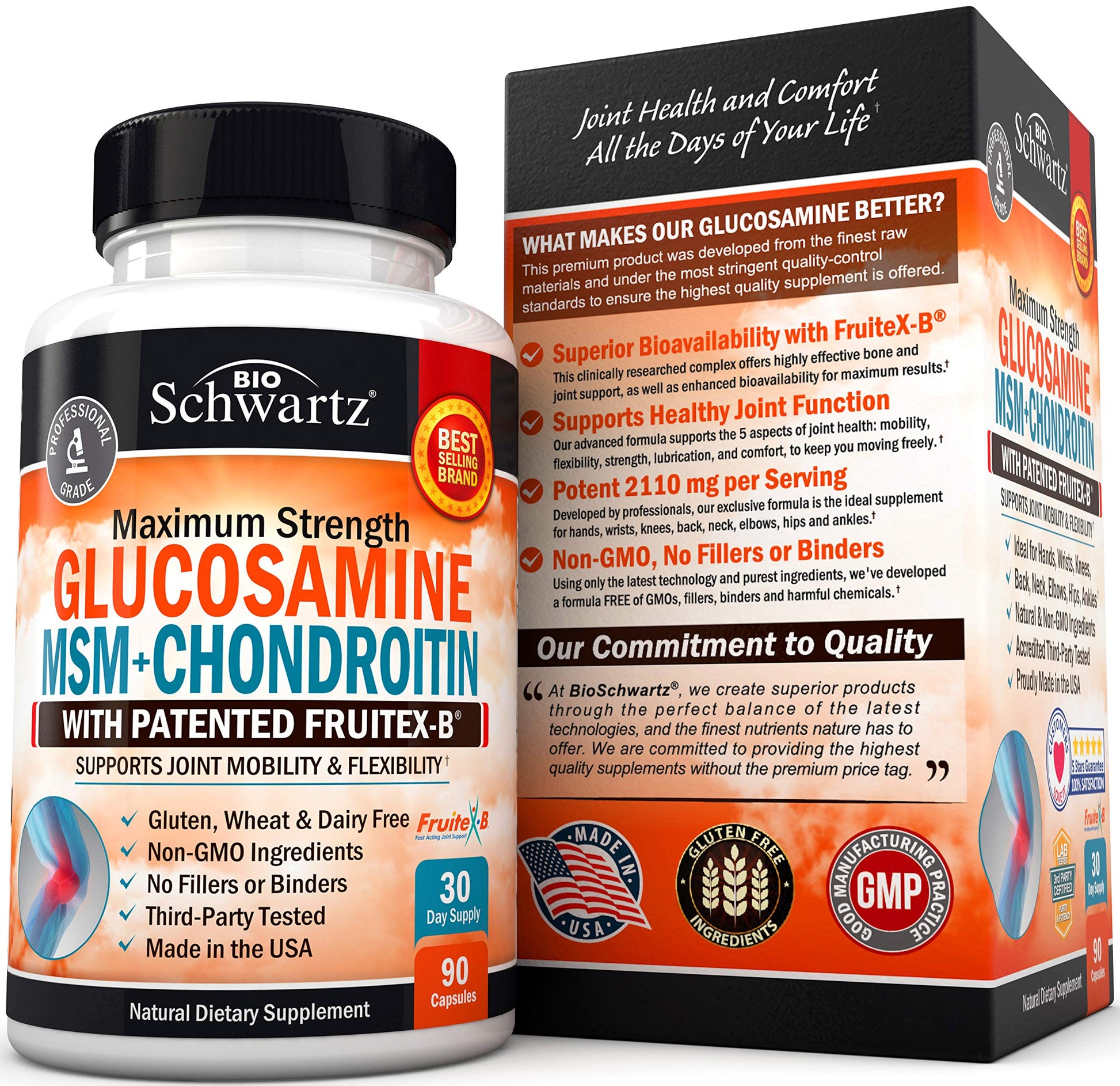 Glucosamine Chondroitin MSM 2110mg - Joint Support Supplement with Turmeric BioSchwartzBuy Supplements Australia