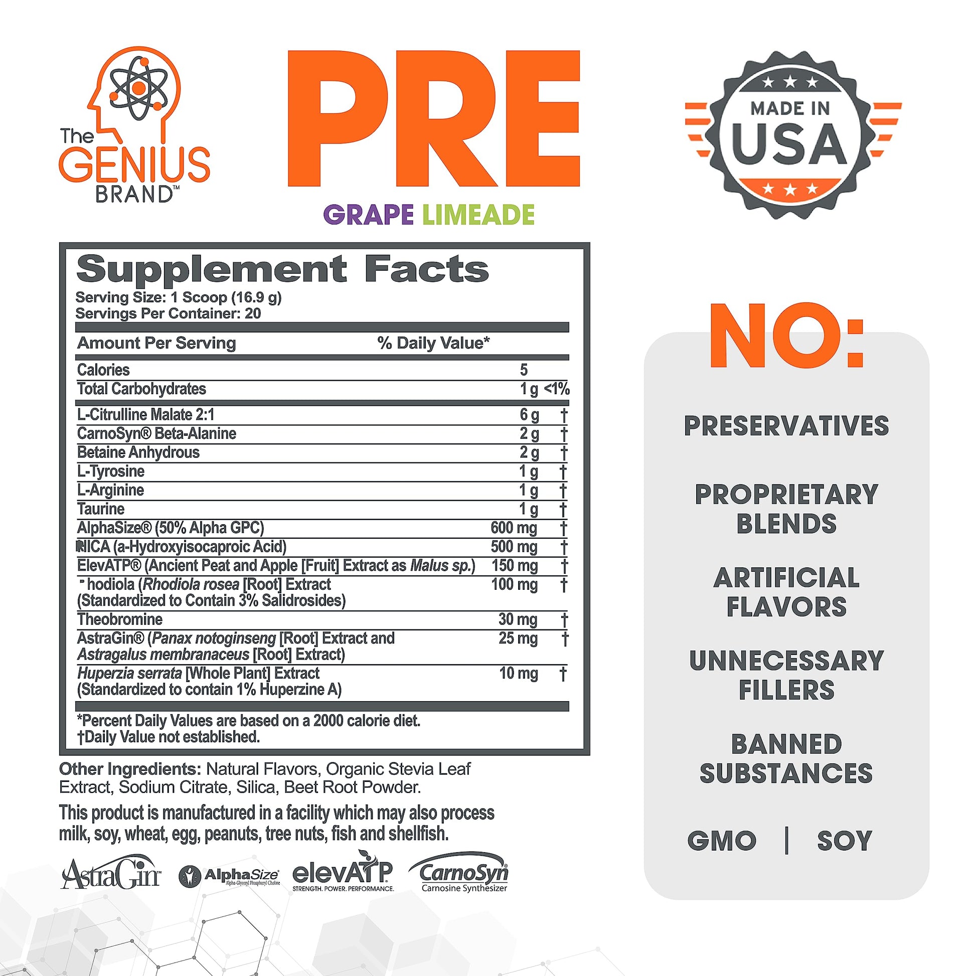 Genius Pre Workout Powder, Grape Limeade - All-Natural Nootropic Pre-workout The Genius BrandBuy Supplements Australia
