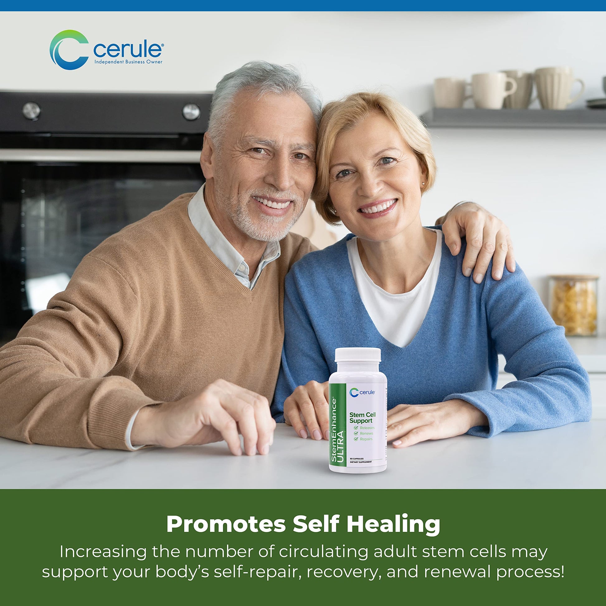 Cerule StemEnhance Ultra Natural Stem Cell Support Supplement – Freshwater Microalgae and Marine Macroalgae Extracts for Cellular Renewal, Immune Function, Energy, and Tissue Recovery – 60 Capsules CeruleBuy Supplements Australia
