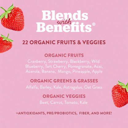 360 Nutrition Blends with Benefits Reds & Superfoods for Natural Antioxidants and Polyphenols, with Fruits & Veggies, Probiotics Digestion, Daily Energy - Berries & Cream - 30 Servings 360 NutritionBuy Supplements Australia