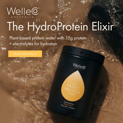 WelleCo HydroProtein Elixir, Potassium Electrolyte Powder with 15g Vegan Protein for Energy, Healthy Hair, Skin & Nails, Easy to Digest Powdered Electrolytes, Passionfruit, 9.5oz Jar WelleCoBuy Supplements Australia