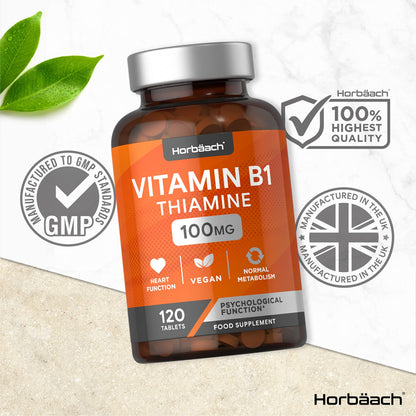 Vitamin B1 Thiamine High Strength 100mg | 120 Vegan Tablets | No Artificial HorbäachBuy Supplements Australia