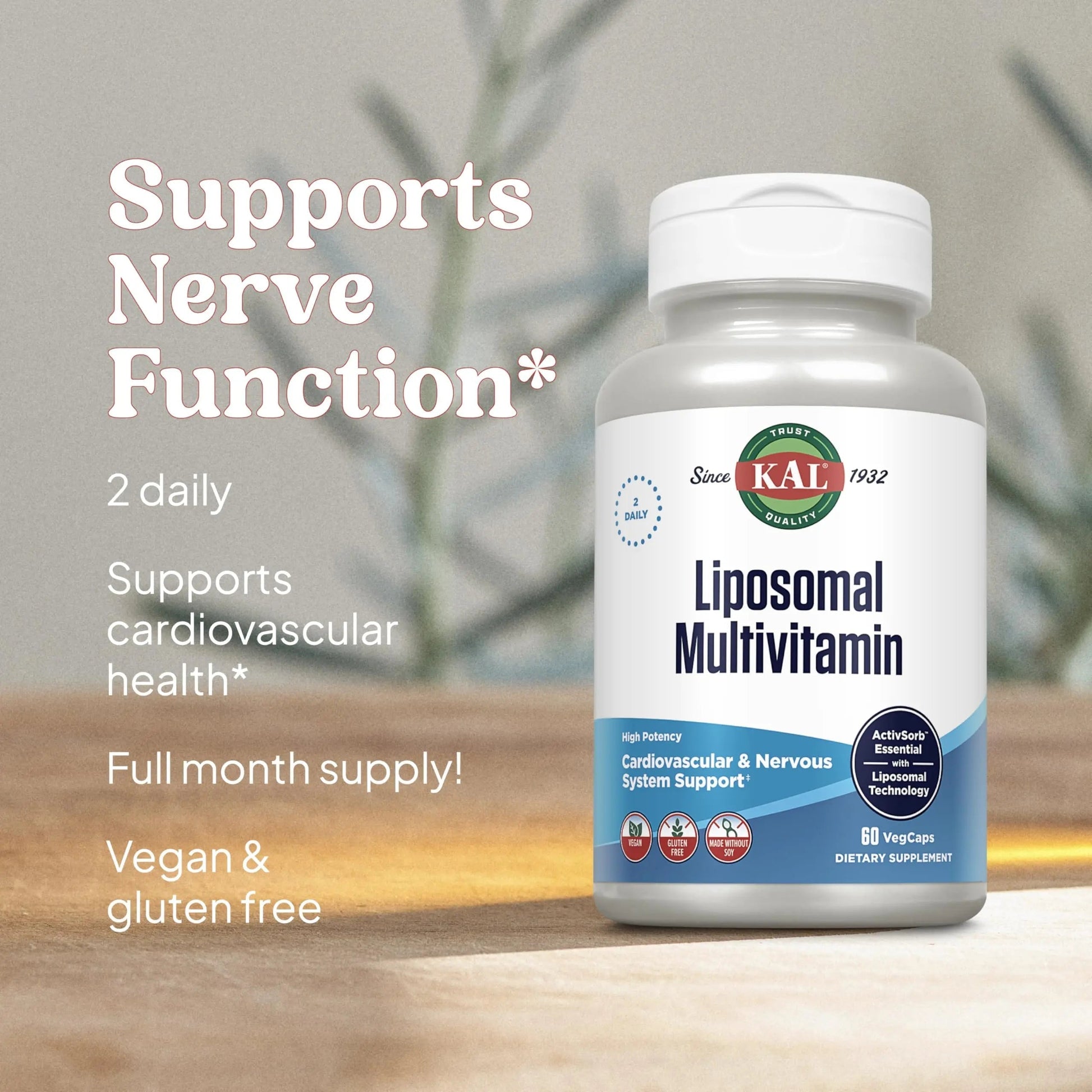 KAL Liposomal Multivitamin - High Potency Liposomal Vitamin C, D-3, and More - Men and Women Multivitamin KAL