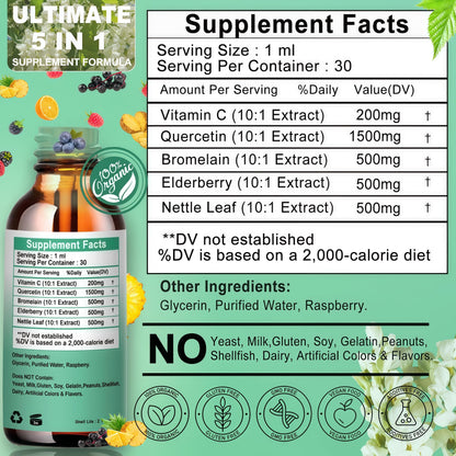 Quercetin Liquid Drops, Quercetin with Bromelain Elderberry Nettle Leaf Vitamin C Liquid Supplements, High Absorption Quercetin Liquid Drops for Women Men, Healthy Immune Antioxidant Support, Non-GMO Vita letuoBuy Supplements Australia